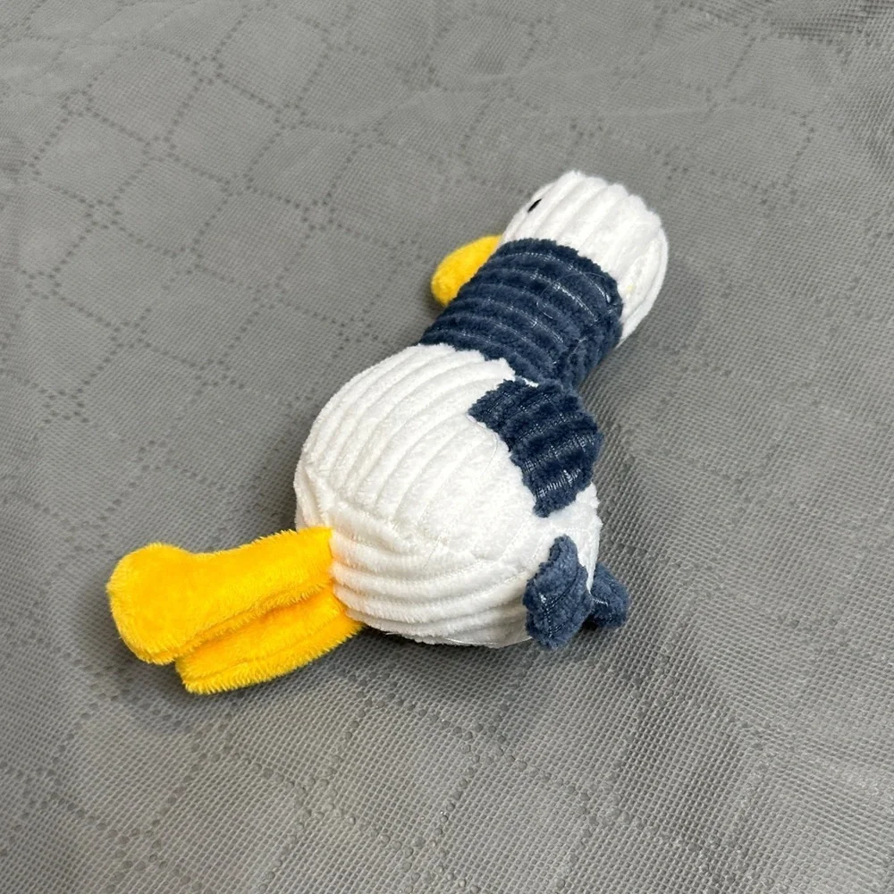 Seagull Plush Cat Toy - White, Yellow, and Blue